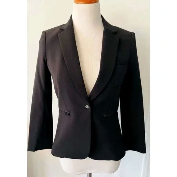 NWT Veronica Beard 0 Core Schoolboy $645 Scuba Blazer Dickey Jacket Fitted Black - Picture 3 of 16